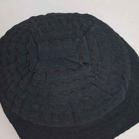 San Diego Hat Company Black Ribbon Braided Sun Hat Scalloped Edge - Picture 10 of 14